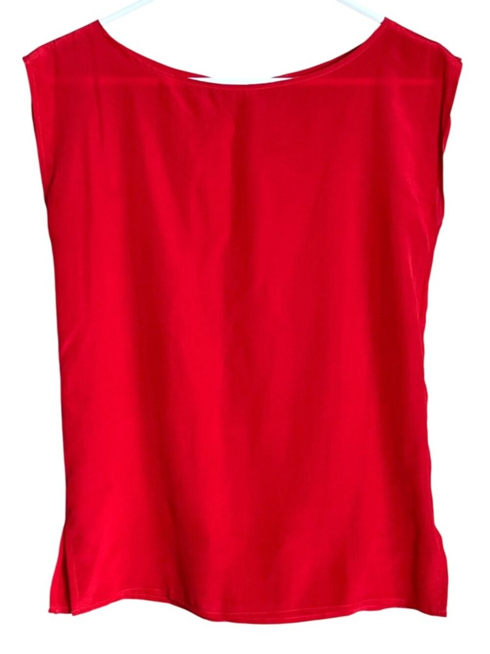 Royal Silk Top Red Glam Retro Boat Neck Elevated Capsule Luxury Layering Wom S